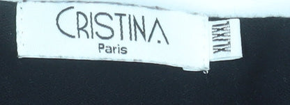 Cristina Paris Womens Red Black Floral Beaded Viscose Tunic Top Size M