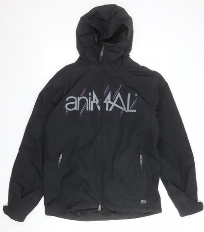 Animal Mens Black Hooded Puffer Jacket Size M Water Resistant
