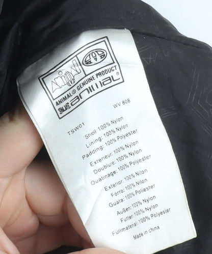 Animal Mens Black Hooded Puffer Jacket Size M Water Resistant