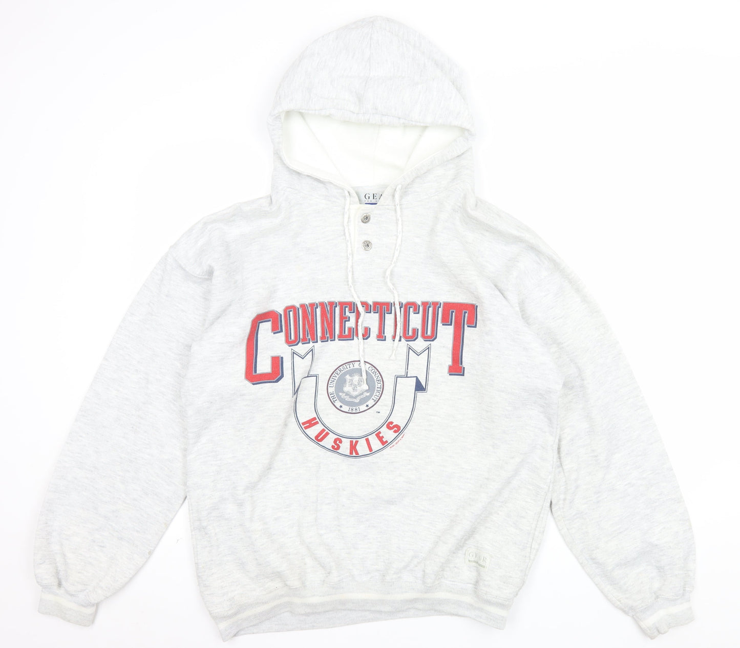 Gear For Sports Men’s Grey Henley Hoodie Medium University Graphic