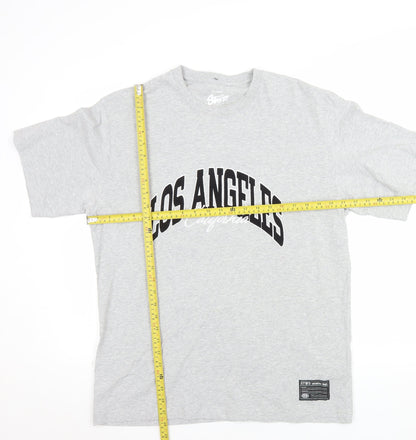 Pull & Bear Men's Grey Los Angeles Graphic Cotton T-Shirt L