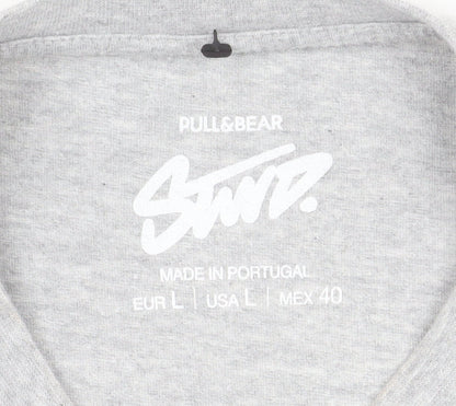 Pull & Bear Men's Grey Los Angeles Graphic Cotton T-Shirt L
