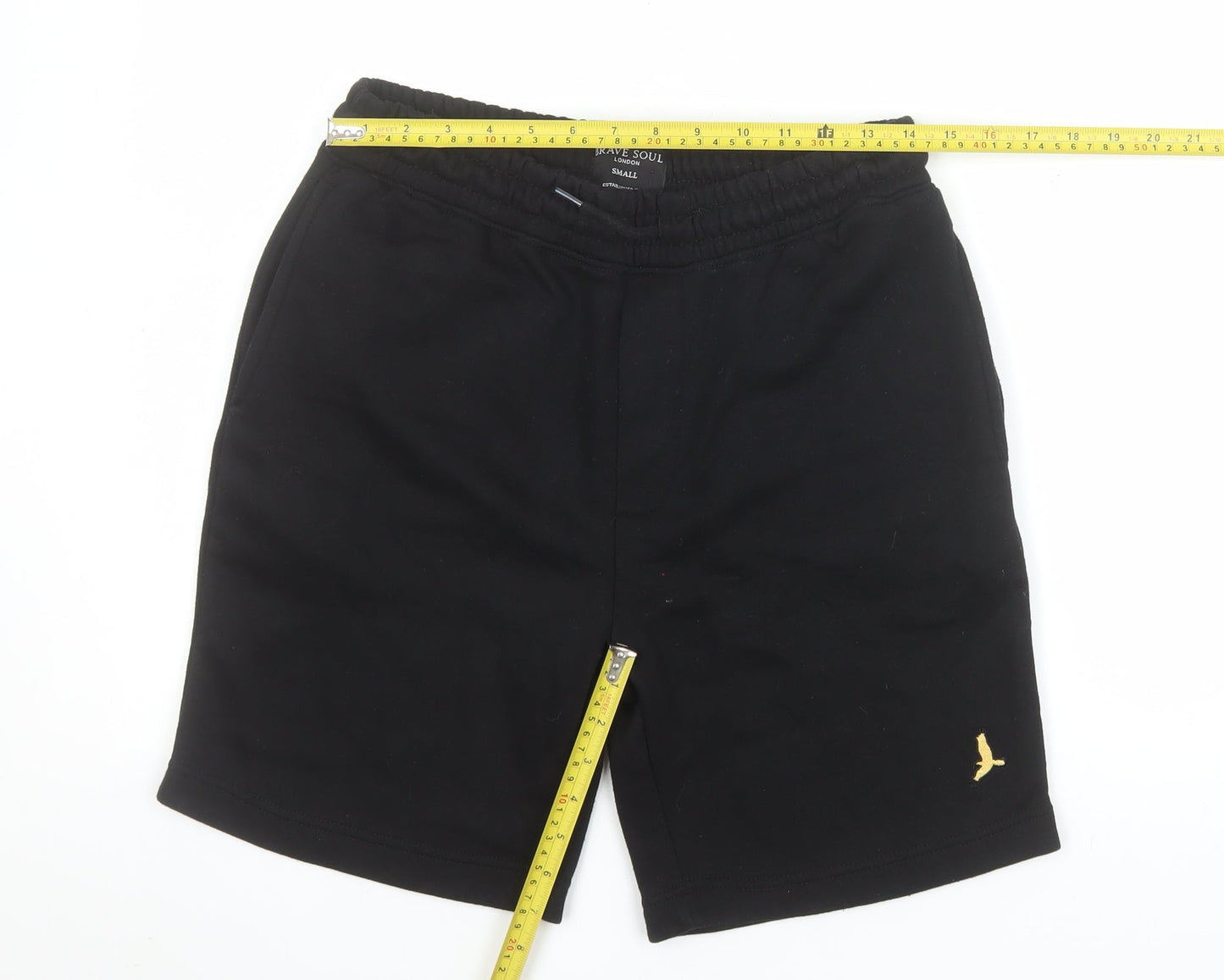 Brave Soul Men's Black Small Sweat Shorts Elastic Waist Casual