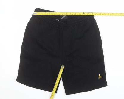 Brave Soul Men's Black Small Sweat Shorts Elastic Waist Casual