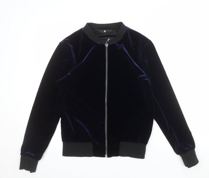 V by Very Women’s Blue Velvet Bomber Jacket UK 8