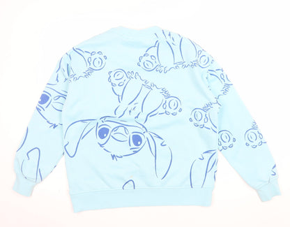 Disney Womens Blue Stitch Pullover Sweatshirt XS