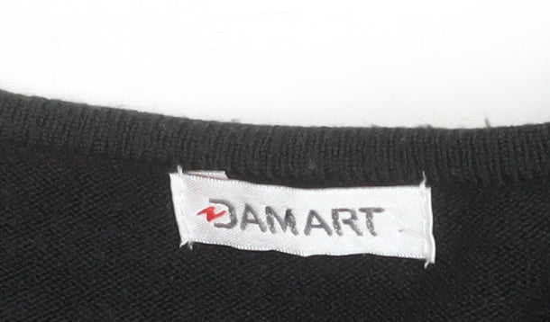 Damart Women’s Black Sequin V-Neck Acrylic Pullover Jumper Size S