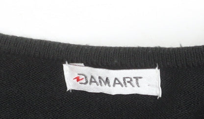Damart Women’s Black Sequin V-Neck Acrylic Pullover Jumper Size S