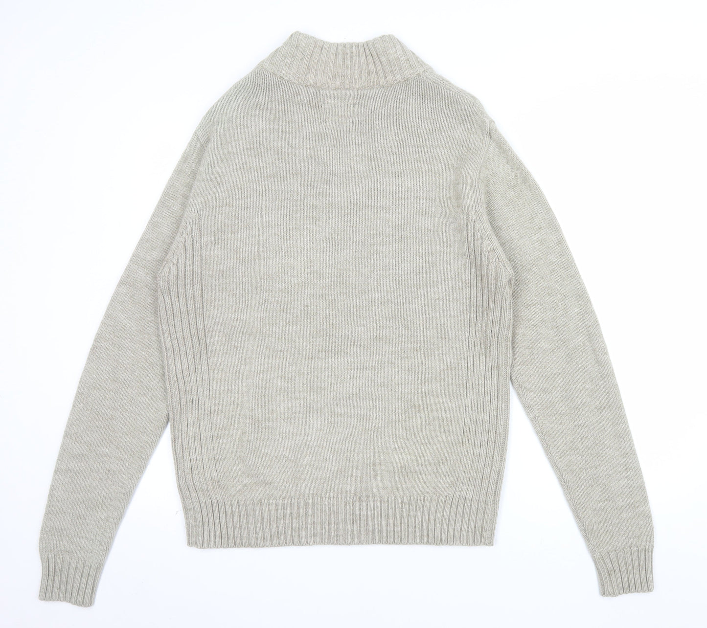 Ambrose Brand & Co Men's Beige Wool Blend Shawl Neck Pullover Jumper M
