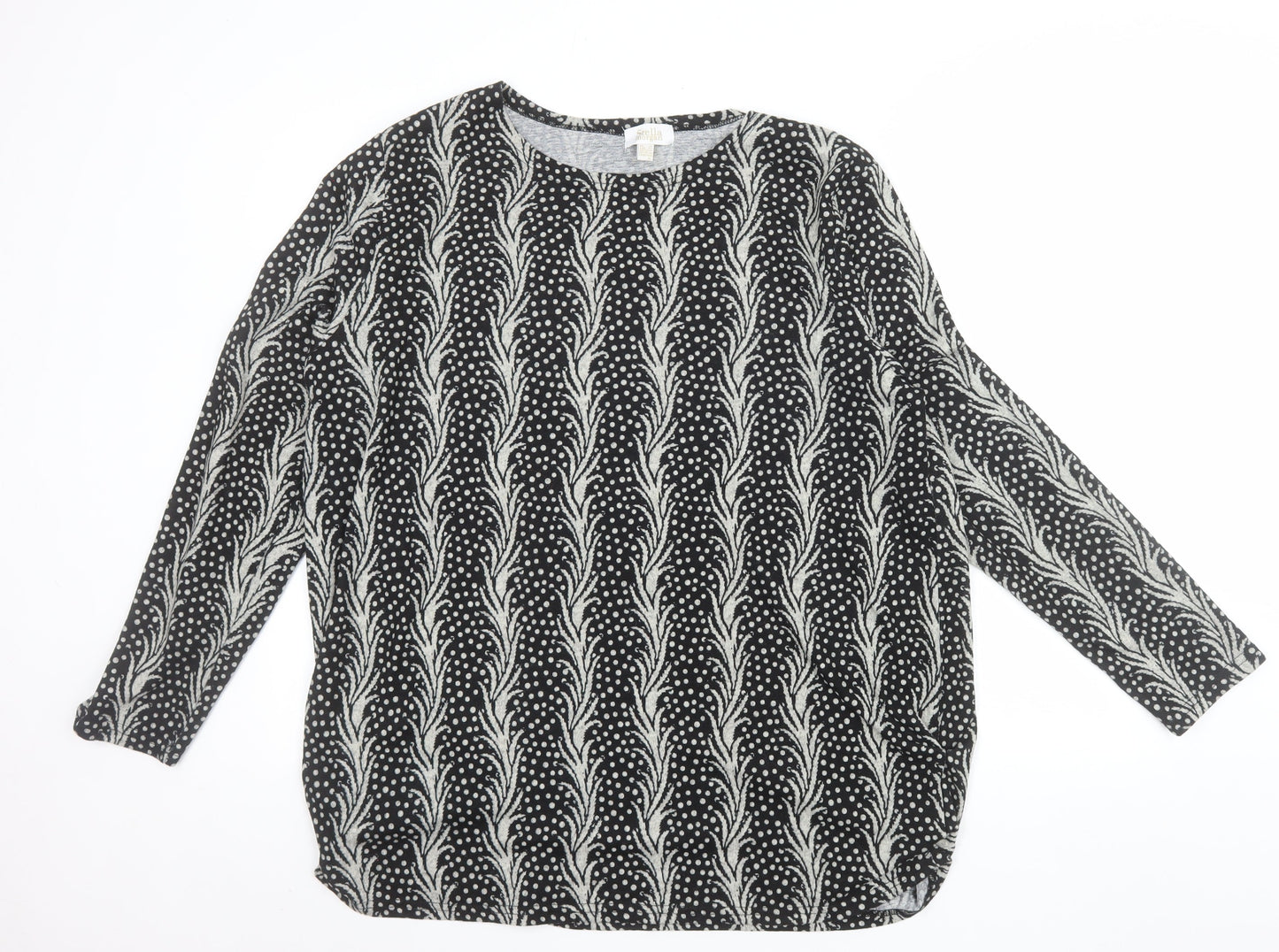Stella Morgan Women's Black Geometric Long Sleeve Pullover Jumper Size 14