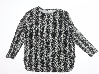 Stella Morgan Women's Black Geometric Long Sleeve Pullover Jumper Size 14