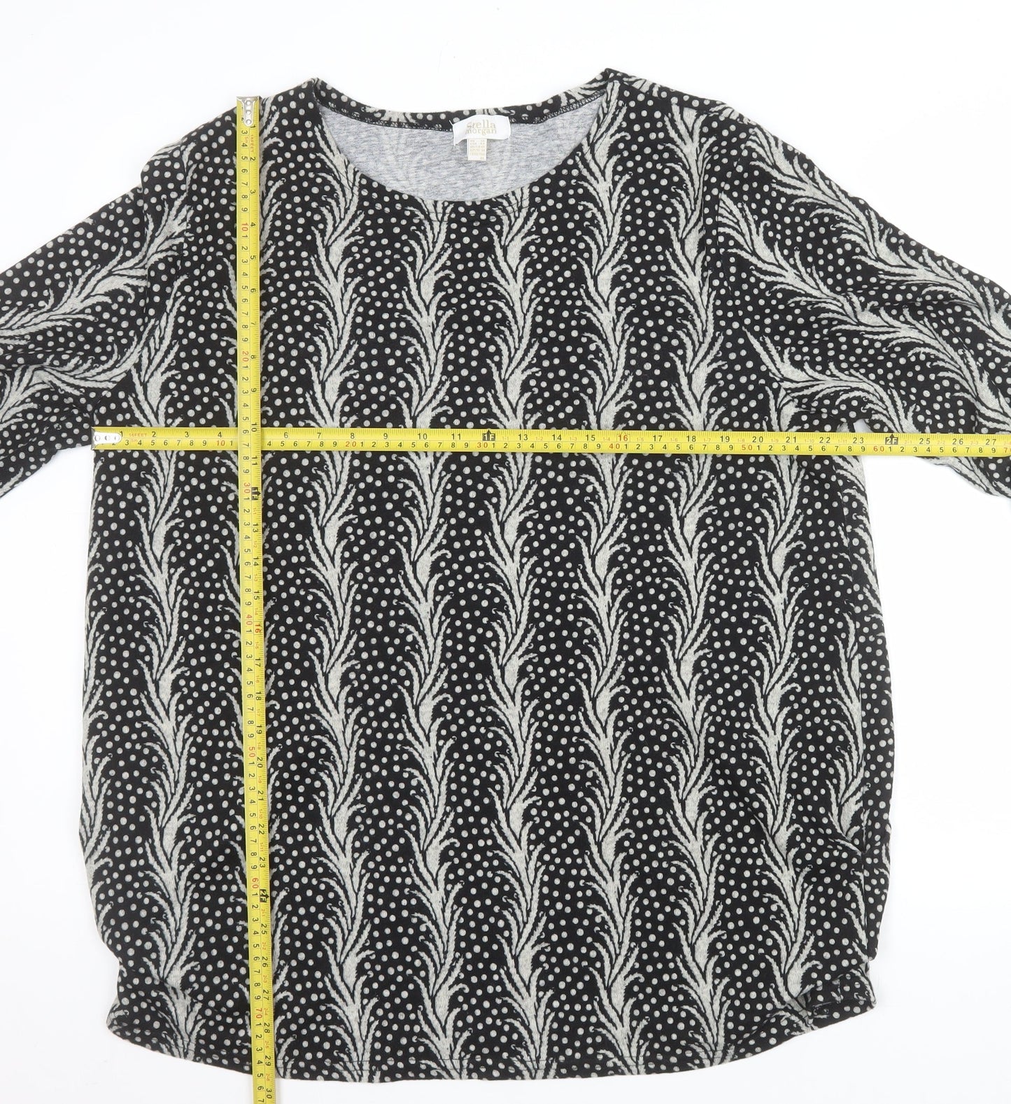 Stella Morgan Women's Black Geometric Long Sleeve Pullover Jumper Size 14