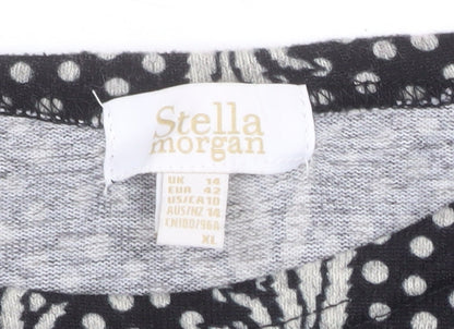 Stella Morgan Women's Black Geometric Long Sleeve Pullover Jumper Size 14