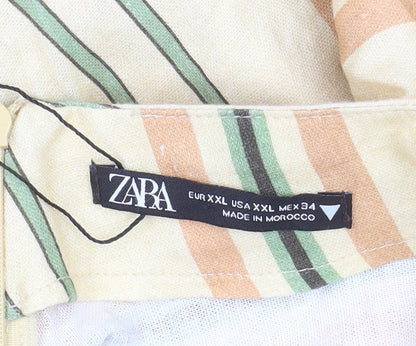 Zara Women Beige Striped Halter Midi Dress Size 18 Summer Boho