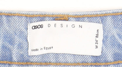 ASOS Women’s Blue Denim Mom Shorts Size 16 High Waist Casual