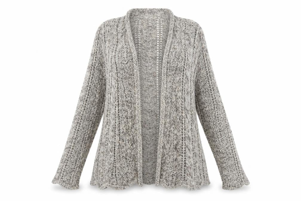 BHS Women Beige Open Knit Long Sleeve Cardigan M