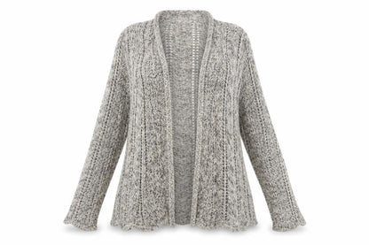 BHS Women Beige Open Knit Long Sleeve Cardigan M