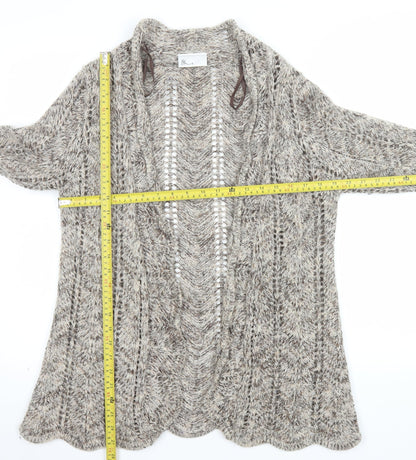 BHS Women Beige Open Knit Long Sleeve Cardigan M