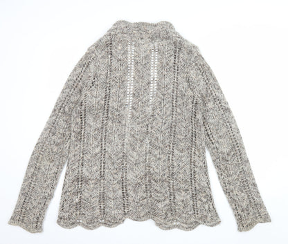 BHS Women Beige Open Knit Long Sleeve Cardigan M