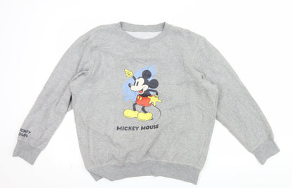 GU Men's Grey Mickey Mouse Graphic Pullover Sweatshirt Size L