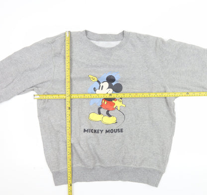 GU Men's Grey Mickey Mouse Graphic Pullover Sweatshirt Size L