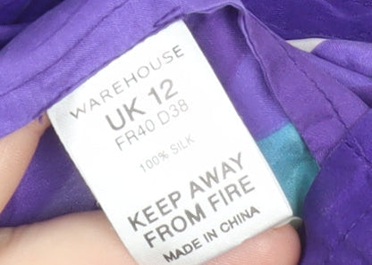 Warehouse Women's Multicoloured Silk Fit & Flare Dress Size 12