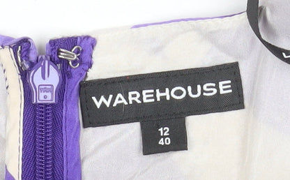Warehouse Women's Multicoloured Silk Fit & Flare Dress Size 12