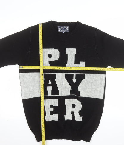 New Look Men Black Medium Graphic Pullover Jumper Crew Neck