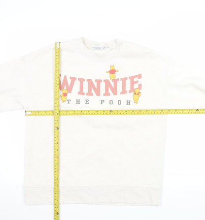Disney Women Beige Winnie The Pooh Sweatshirt Size 8 Regular Fit