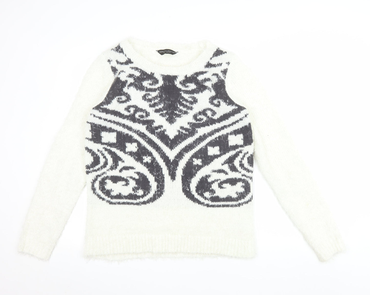 Dorothy Perkins Women’s White Geometric Knit Jumper Size 16