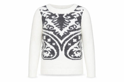 Dorothy Perkins Women’s White Geometric Knit Jumper Size 16