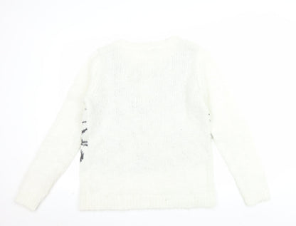 Dorothy Perkins Women’s White Geometric Knit Jumper Size 16