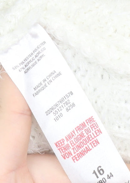Dorothy Perkins Women’s White Geometric Knit Jumper Size 16