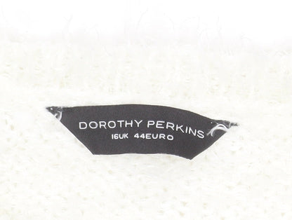 Dorothy Perkins Women’s White Geometric Knit Jumper Size 16