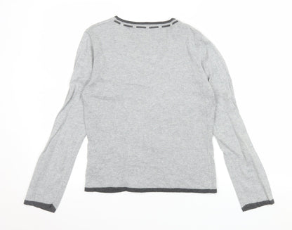 Alex & Co. Womens Grey V-Neck Geometric Knit Jumper Size 12