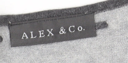 Alex & Co. Womens Grey V-Neck Geometric Knit Jumper Size 12