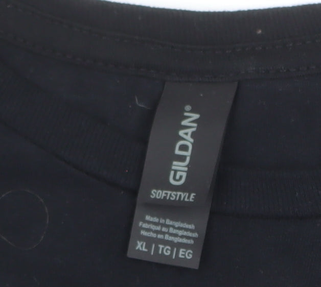 Gildan Men's Black XL Funny Graphic Print Cotton T-Shirt