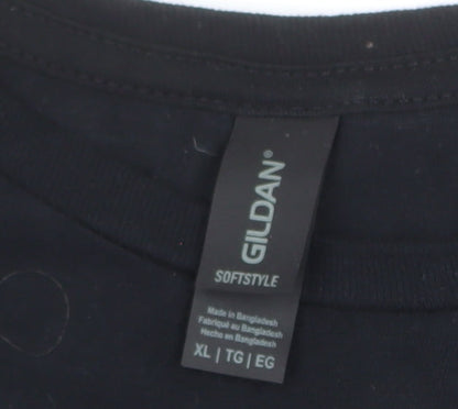 Gildan Men's Black XL Funny Graphic Print Cotton T-Shirt
