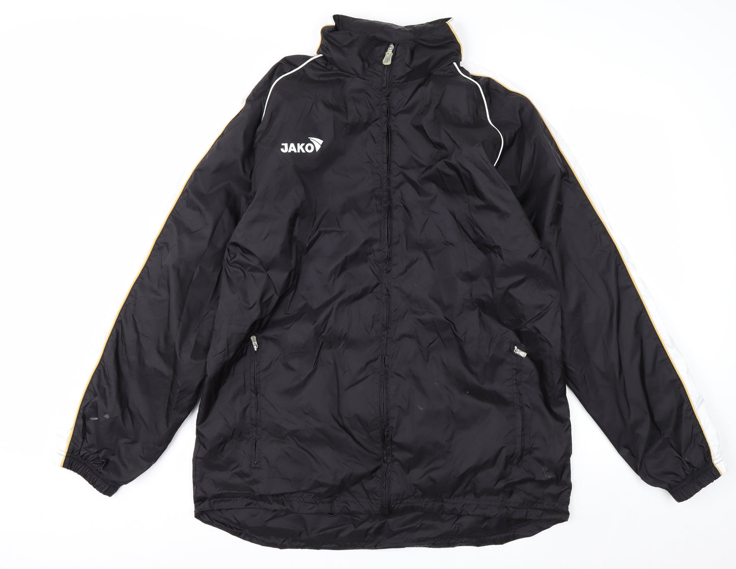 Jako Men's Black L Windbreaker Sports Jacket Nylon Zip Pockets
