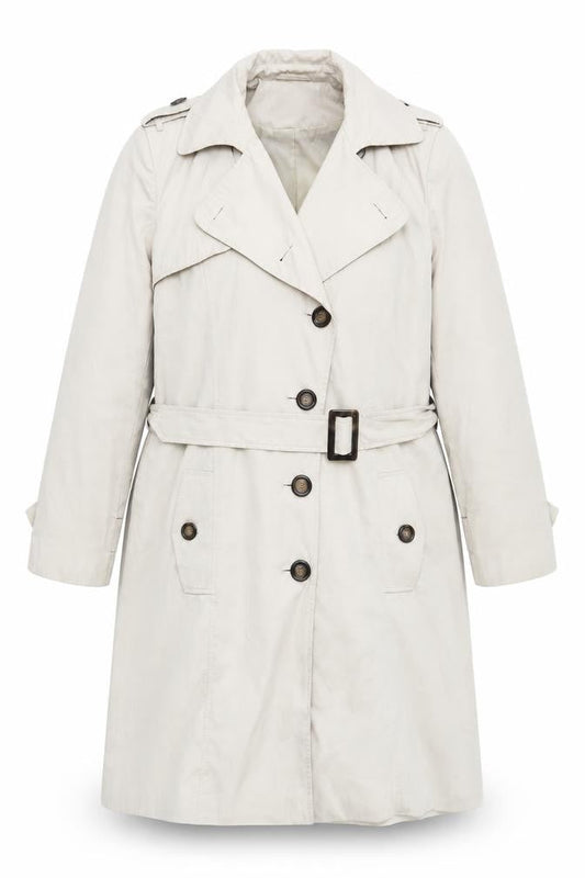Debenhams Women Beige Long Trench Coat Belted Size 14 Classic Style