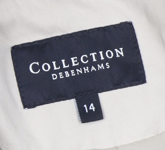 Debenhams Women Beige Long Trench Coat Belted Size 14 Classic Style