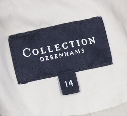 Debenhams Women Beige Long Trench Coat Belted Size 14 Classic Style
