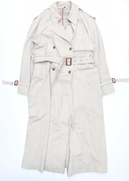 House of Fraser Women’s Beige Trench Coat Size 14 Belted Long Classic Style