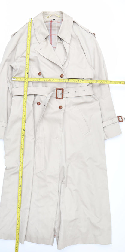 House of Fraser Women’s Beige Trench Coat Size 14 Belted Long Classic Style