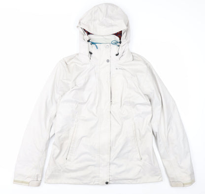 Quechua Women's White Waterproof Parka Jacket Size 14 Hooded Polyester