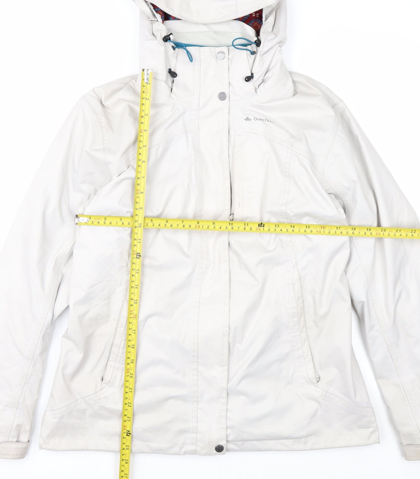Quechua Women's White Waterproof Parka Jacket Size 14 Hooded Polyester