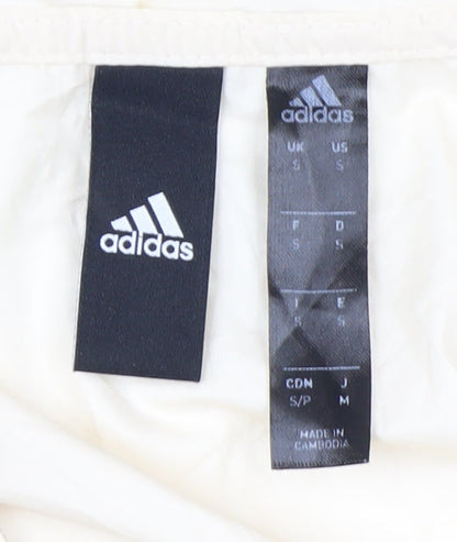 Adidas Men’s Ivory Hooded Windbreaker Jacket S Lightweight Sports