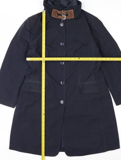 Betty Barclay Women's Blue Long Overcoat Size 14 Waterproof