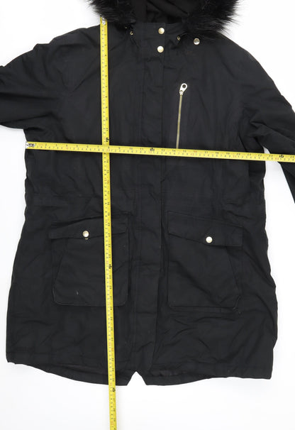 Regatta Womens Black Faux Fur Hooded Parka Coat Size 20
