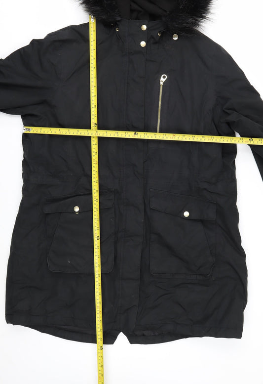 Regatta Womens Black Faux Fur Hooded Parka Coat Size 20